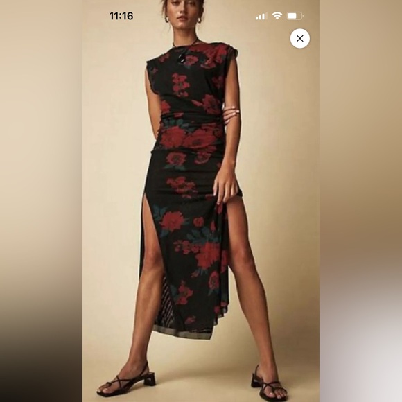 Free People Black and Red Floral Maxi Dress Size M - Picture 4 of 4